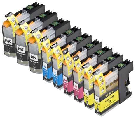 9 Pack Compatible Brother LC101  LC103 3 Black 2 Cyan 2 Magenta 2 Yellow for use with Brother DCP-J152W MFC-J245 MFC-J285DW MFC-J4310DW MFC-J4410DW MFC-J450DW MFC-J4510DW MFC-J4610DW MFC-J470DW MFC-J4710DW MFC-J475DW MFC-J650DW MFC-J6520DW MFC-J6720DW MFC-J6920DW MFC-J870DW MFC-J875DW Ink Cartridges for inkjet printers LC101BK  LC101C  LC101M  LC101Y  LC103BK  LC103C  LC103M  LC103Y  Zulu Inks