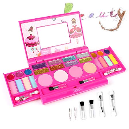 AMOSTING Pretend Makeup for Girls Play Cosmetic Set Make Up Toys Kit Gifts for Kids