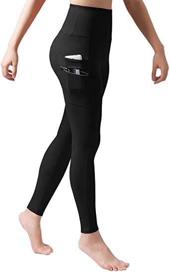 ODODOS Women's High Waisted Tummy Control Workout Pants, Full-Length Leggings with Dual Pockets