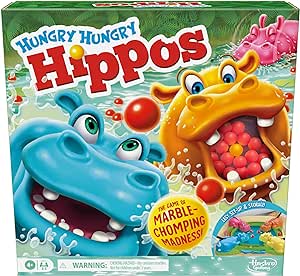 Hungry Hungry Hippos Game for Preschoolers | Instant Marble Relaunch, Easy Set-Up & Storage| Ages 4 and Up | 2 to 4 Players | Kids Games