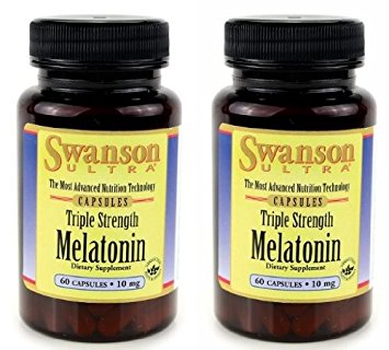 Swanson Ultra Triple Strength Melatonin -- 2 Bottles each of 10mg 60 Capsules