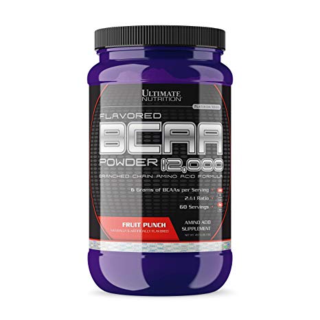 Ultimate Nutrition Flavored BCAA 12,000mg Branched Chain Amino Acid Supplement Powder, Fruit Punch, 457g