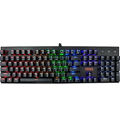 1STPLAYER Firerose Ergonomic Waterproof Chroma Marquee LED Illuminated Mechanical Gaming Keyboard (black)