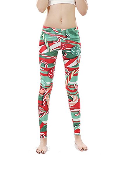 Women Leggings - Sunzel Women's Digital Print Ankle Length Footless Design Leggings Christmas Lollipops