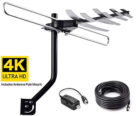 pingbingding TV Antenna Digital Antenna HD Antenna Outdoor Antenna 120 Mile Range for VHF and UHF with Mounting Pole & 40FT RG6 Coaxial Cable, Easy Installation