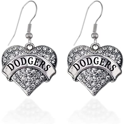 Inspired Silver - Silver Pave Heart Charm French Hook Drop Earrings with Cubic Zirconia Jewelry