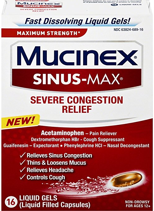 Mucinex Sinus-Max Severe Congestion Relief Liquid Gels, 16ct