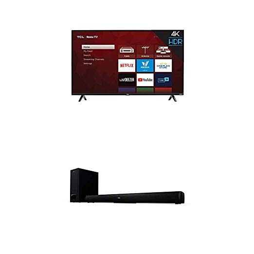 TCL 50S425-CA 4K Ultra HD Smart LED Television (2019), 50" Bundle with Alto 5  2.1 Channel Home Theater Sound Bar and Wireless Subwoofer