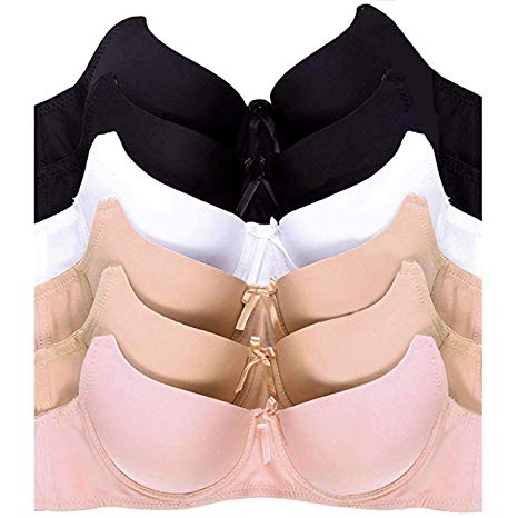 MaMia Women's Full Cup Push Up Lace Bras (Pack of 6)