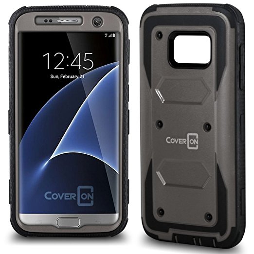 Galaxy S7 Case, CoverON [Tank Series] Tough Hybrid Hard Armor Protective Phone Cover Case for Samsung Galaxy S7 - Gray & Black