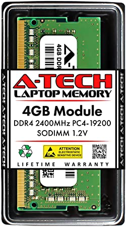 A-Tech 4GB DDR4 2400MHz SODIMM PC4-19200 Non-ECC CL17 1.2V 260-Pin SO-DIMM Laptop Notebook Computer RAM Memory Upgrade Module