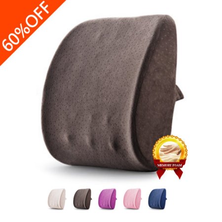 *Experts recommend* Lumbar Pillow By Balichun Back Support Pillow Lumbar Support Pillow Memory Foam Cushion Pillow for Car Office Chair and Travel Pillow for Back Pain and Sciatica (Dark Grey)