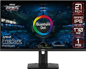 MSI G274QPF-QD, 27" Quantum DOT Gaming Monitor, 2560 x 1440(QHD), Rapid IPS, 170Hz, FreeSync Premium, HDR400, HDMI, Displayport, USB C, Tilt