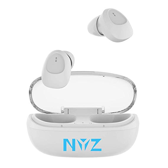 NYZ Wireless Earbuds Mini, True Wireless Bluetooth 5.0 Headphones Earphones 20H Playtime 3D Stereo Sound with Mic Sports with Charging Case White