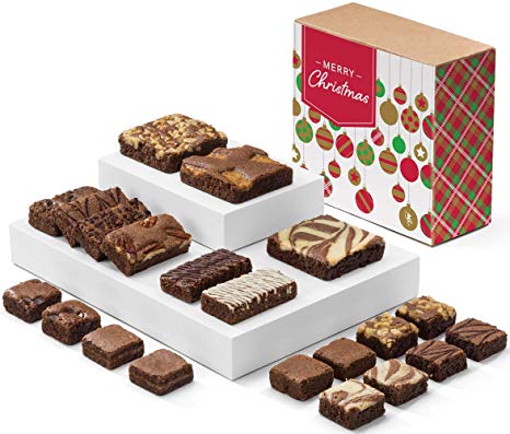 Fairytale Brownies Christmas Medley Gourmet Chocolate Food Gift Basket - Full-Size, Snack-Size and Bite-Size Brownies - 21 Pieces - Item CC321