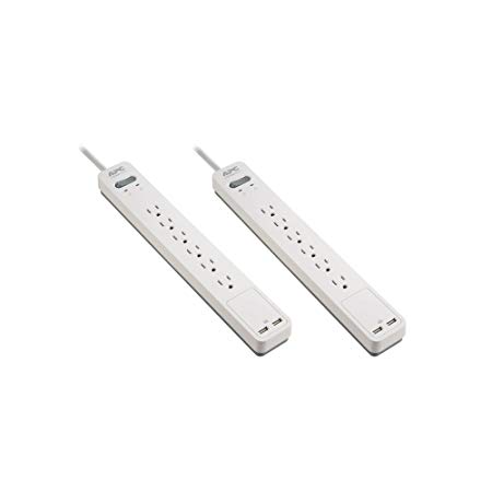 APC 6-Outlet Surge Protector 1080 Joules 2-Pack with USB Charging Ports, SurgeArrest Essential (PE64U2WGD)