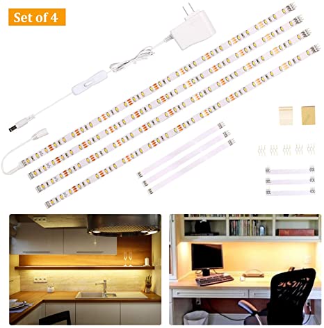 Wobane Under Cabinet Lighting Kit,Flexible LED Strip Lights Bar,Under Counter Lights for Kitchen,Cupboard,Desk,Monitor Back,Shelf,6.6 Feet Tape Light Set,UL Listed,120 LEDs,1100lm,2700K WarmWhite (Renewed)