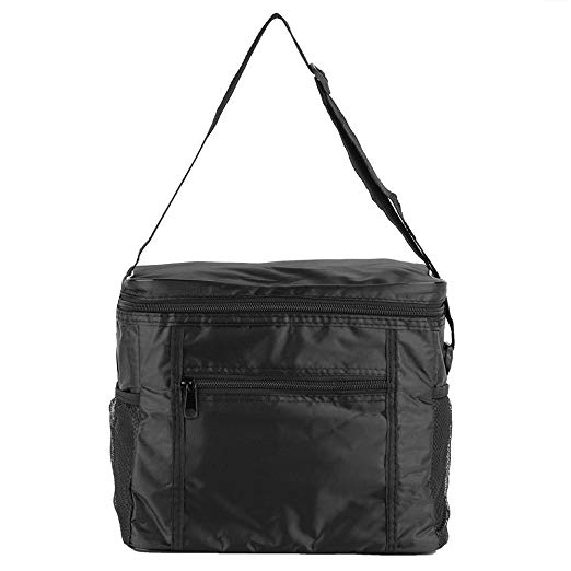 Picnic Bag, 3 Colors Fashionable Camping Thermal Cooler Lunch Box Travel Portable Food Storage(Black)