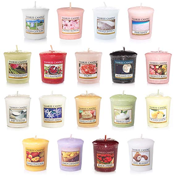 Yankee Candle Value Bundle with 18 Votive Scented Candles, Mixed Popular Fragrances