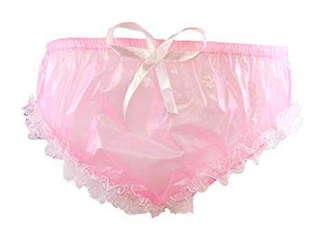 Haian PVC Cami Briefs Lace Panties Ladies Briefs (X-Large, Pink)