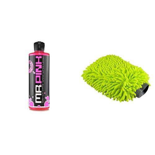 Chemical Guys CWS_402_16 Mr. Pink Super Suds Car Wash Soap and Shampoo (16 oz) and Chemical Guys  MIC_493 Chenille Microfiber Premium Scratch-Free Wash Mitt Bundle