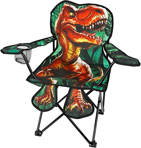 Toy-To-Enjoy Outdoor Dinosaur Chair for Kids – Foldable Children’s Chair for Camping, Tailgates, Beach, – Carrying Bag Included Mesh Cup Holder & Sturdy Construction. Ages 2 to 5 (Patent Pending)