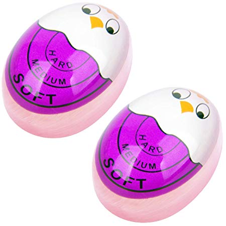 Egg Timer Sensitive Hard & Soft Boiled Color Changing Indicator Tells When Eggs Are Ready (Purple 2pcs)