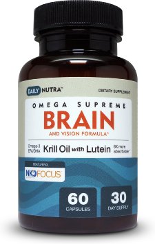 KRILL OIL  LUTEIN Brain and Vision Formula by DailyNutra Supports Cognitive Function Improved Memory Protects Eyes and Boosts Vision