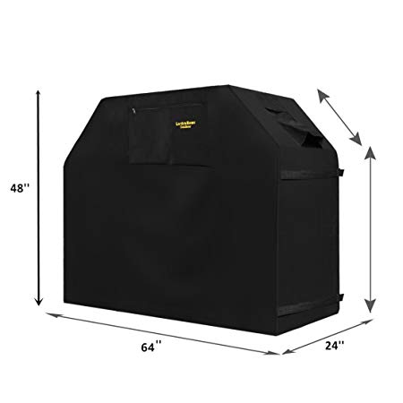 Felicite Home Up to 64" Wide, Water Resistant, Air Vents, Padded Handles, Elastic hem cord - Heavy Duty burner gas BBQ grill Cover, Black