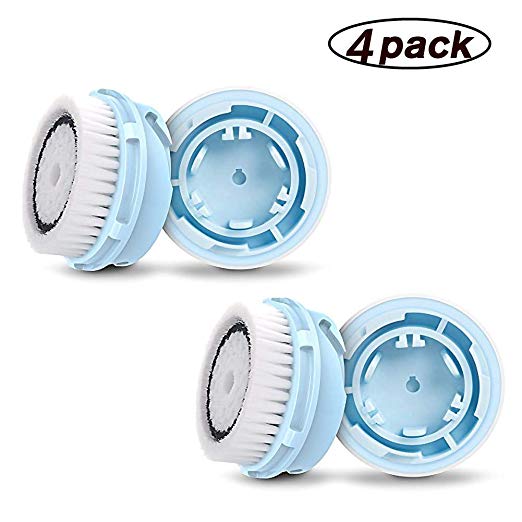 Facial Cleansing Brush Heads Replacement for Mia 1, Mia2, Mia3 (Aria), SMART Profile, Alpha Fit, Pro, Plus and Radiance Cleansing Systems (Sensitive/Delicate, 4Pack)