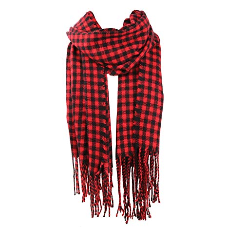 SOJOS Womens Plaid Scarf Large Long Blanket Check Wrap Shawl with Tassel SC315