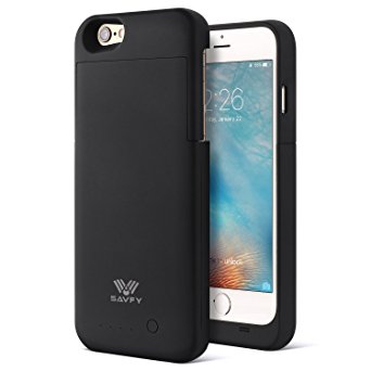 iPhone 6S Battery Case [Apple MFi Certified] SAVFY 3200mAh Rechargeable Extended Charging Battery Case for iPhone 6 / iPhone 6s 4.7 inch Slim Portable Charger Backup Power Bank, Black