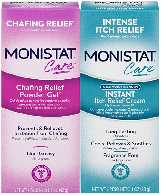 Monistat Care Female Chafing and Itch Relief Pack | 1.5 oz Chafing Powder Relief Gel and 1 oz Instant Itch Relief Cream