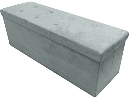 Sorbus Storage Ottoman Bench – Collapsible/Folding Bench Chest with Cover – Perfect Toy and Shoe Chest, Hope Chest, Pouffe Ottoman, Seat, Foot Rest, – Contemporary Faux Suede (Large, Gray)