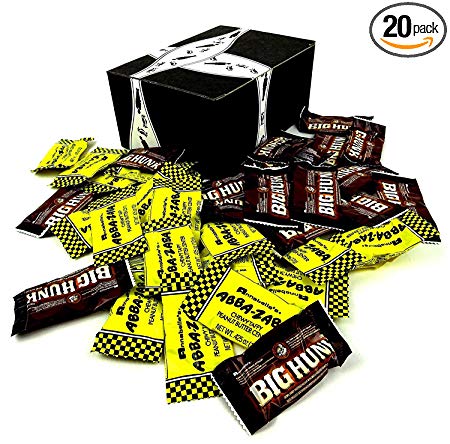 Annabelle's Mini Bars 2-Flavor Variety: Ten 0.425 oz Bars Each of Big Hunk and Abba-Zaba in a BlackTie Box (20 Items Total)