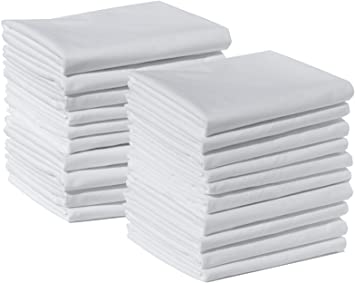 American Pillowcase T220 Cotton Percale Wholesale Bulk Pillowcases, Standard Size, Pack of 20, White