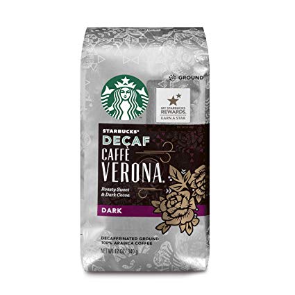 Starbucks Caffè Decaf Verona Dark Roast Ground Coffee, 12-Ounce Bag