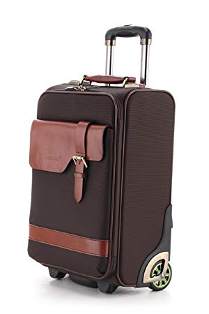 Ambassador Luggage Leather grain carry on Unisex Brown Color suitcase with wheels Perfect for business travel (20)