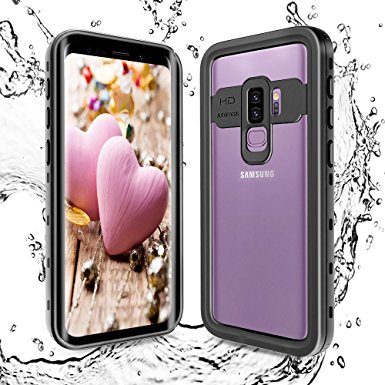 Samsung Galaxy S9 Plus Case, Shellbox Waterproof Shockproof Case Wireless Charging Support Full-body Rugged Holster Case with Built-in Screen Protector for Galaxy S9 Plus (6.2 Inch,Black)