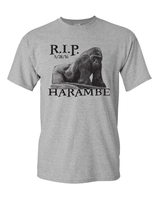Jacted Up Tees Men's RIP Harambe Cincinnati Zoo T-Shirt