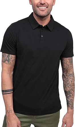 INTO THE AM Polo Shirts for Men - Comfortable Fit Collared Shirt Men S - 4XL Fitted Short Sleeve Classic Golf Shirts