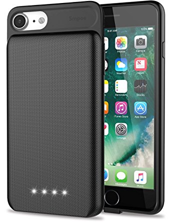 [3500mAh] iPhone 7 / 8 Battery Case,Smpoe Ultra Slim Rechargeable Portable Charging Case for iPhone 8 / 7 / 6 / 6S External Battery Backup Case / Extra 130% Battery (4.7"-Black)