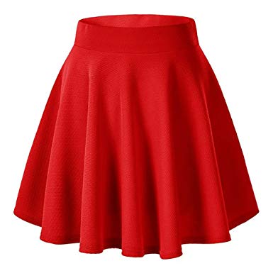 Moxeay Women's Basic A Line Pleated Circle Stretchy Flared Skater Skirt