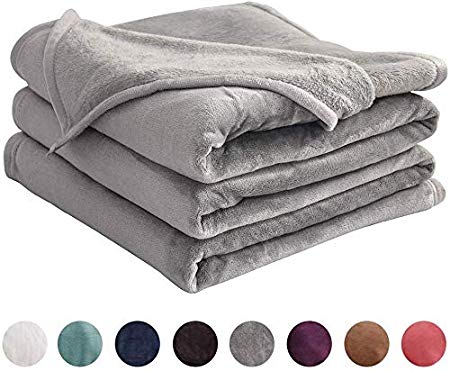 LIANLAM Twin Size Fleece Blanket Lightweight Super Soft and All Season Warm Fuzzy Plush Cozy Luxury Bed Blankets Microfiber (Grey, 65"x90")