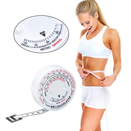 Fat Tape Measure, Body Fat Caliper Set Tester Calipers Body Mass Index Round Fat Measurement Retractable Fitness Measuring Tape for Body