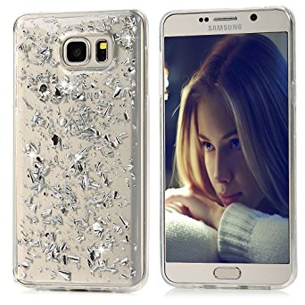 Galaxy Note 5 Case- MOLLYCOOCLE Colorful Bling Glitter Spark Shell inner Design Soft TPU Bumper Full Edge Protection Scratch Resistant Protective Clear Ultra Cover for Samsung Galaxy Note 5 -Silver