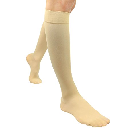 Compression Stockings by Vive - Ultra Sheer 15-20 mmHg for Men & Women - Knee High, Anti-Embolism, - Varicose & Edema Support for Swelling & Soreness (Large)