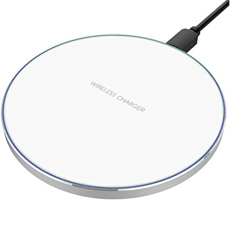 Hoidokly Fast Wireless Charger Qi Wireless Charging Pad Quick Charging Station for iPhone X /8/8 Plus/Samsung Galaxy S9/ S9 Plus/ S8 /S8 Plus /S7 /S6 /Note 5 /Note 8 and More - White