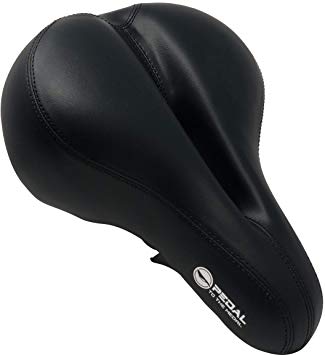 Pedal To The Medal Bike Seat - Most Comfortable Bicycle Seat for Women -Comfort Stationary Bike Seat Cushion, Spin Bike, Road Bike, or Mountain Bike Saddle - Water and Dust Resistant Cover (Black)