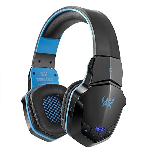 Wireless Gaming Headset, Kotion Each B3505 V4.1 Bluetooth Gaming headsets Headphones with Microphone for PC Computer Mac Laptop iPhone Smartphone (Black Blue)